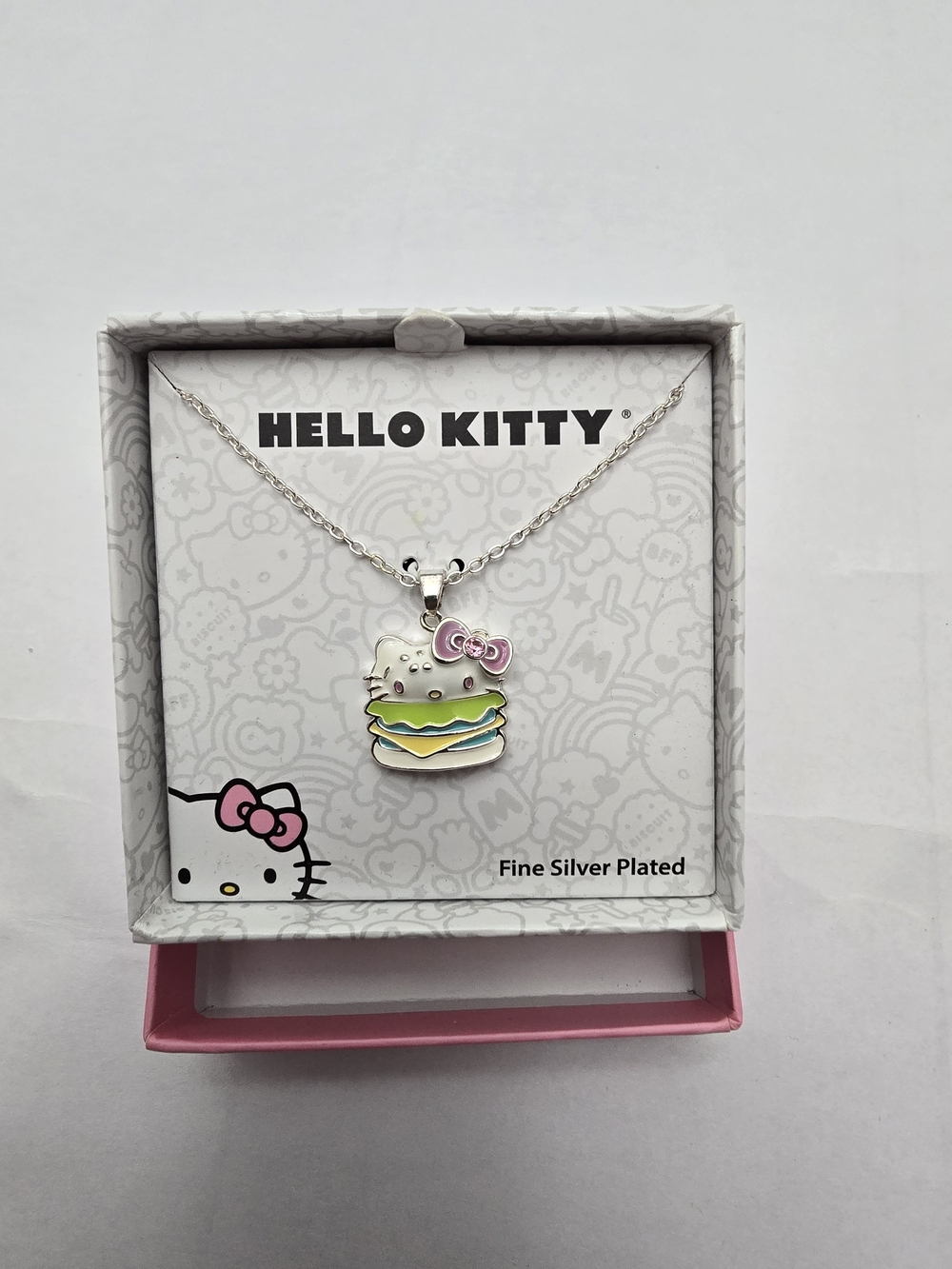Hello Kitty Silver-Plated Pastel Burger Pendant Necklace